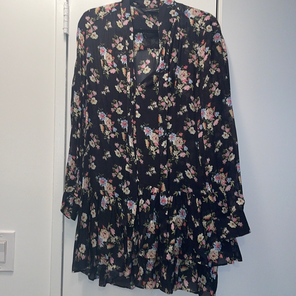 Zara floral sheer dress